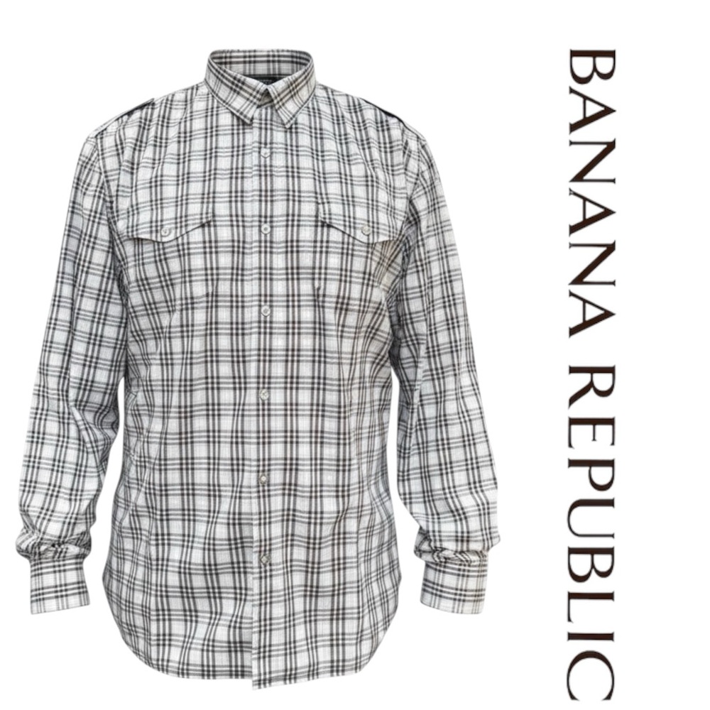Banana Republic Men’s Plaid Button-Down Shirt – Size L - Picture 2 of 7